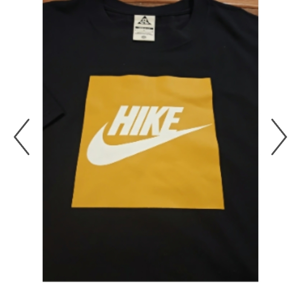NIKE-style 'HIKE' Logo Tee in Black and Mustard